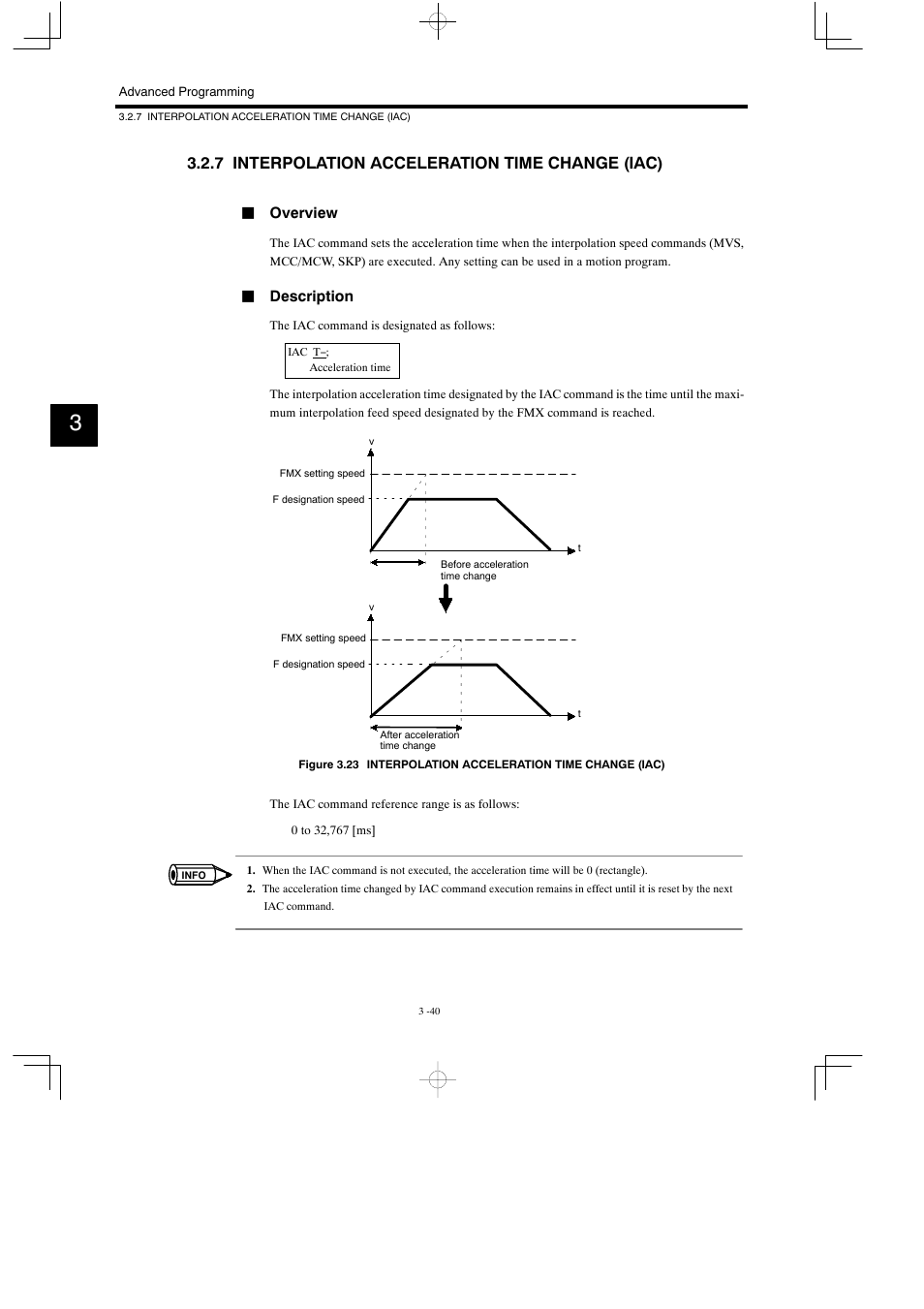 7 interpolation acceleration time change (iac) | Yaskawa MP900 Series Motion Programming Manual User Manual | Page 130 / 211