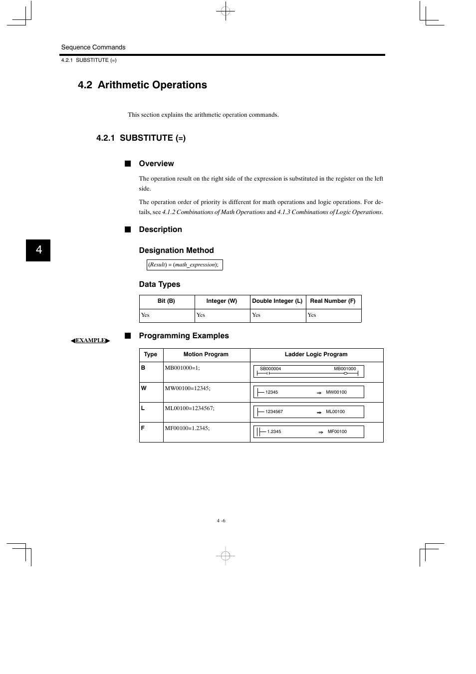 2 arithmetic operations, 1 substitute (=) | Yaskawa MP900 Series Motion Programming Manual User Manual | Page 139 / 211