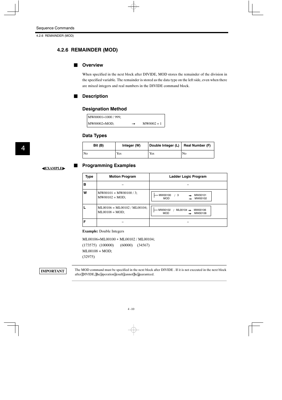 6 remainder (mod) | Yaskawa MP900 Series Motion Programming Manual User Manual | Page 143 / 211