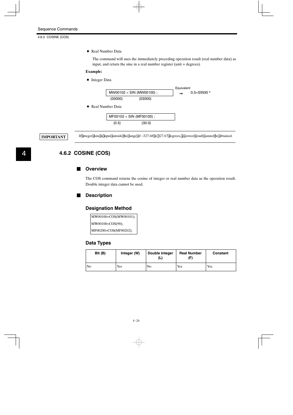 2 cosine (cos) | Yaskawa MP900 Series Motion Programming Manual User Manual | Page 159 / 211