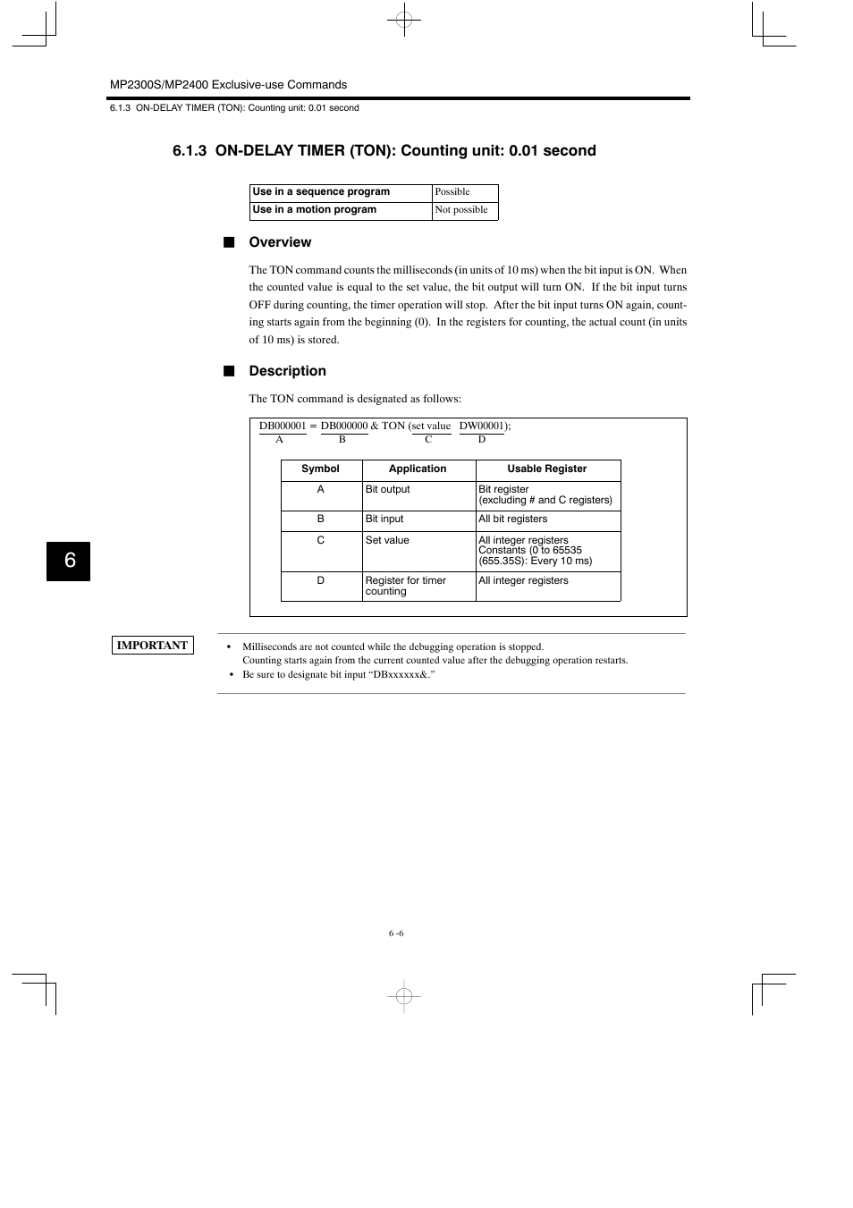 3 on-delay timer (ton): counting unit: 0.01 second | Yaskawa MP900 Series Motion Programming Manual User Manual | Page 192 / 211