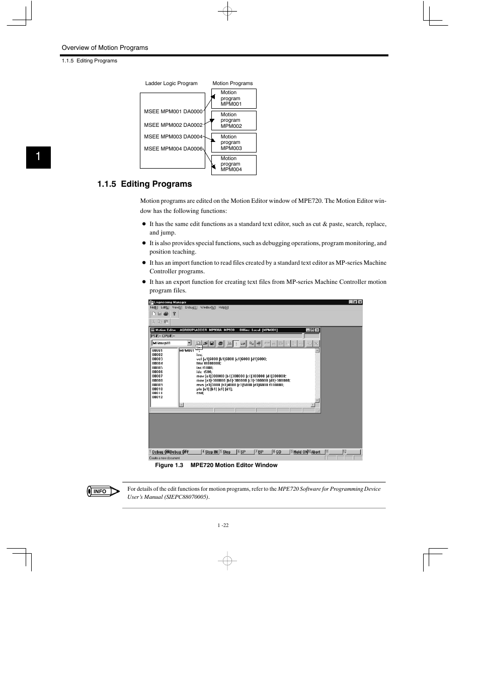 5 editing programs | Yaskawa MP900 Series Motion Programming Manual User Manual | Page 36 / 211