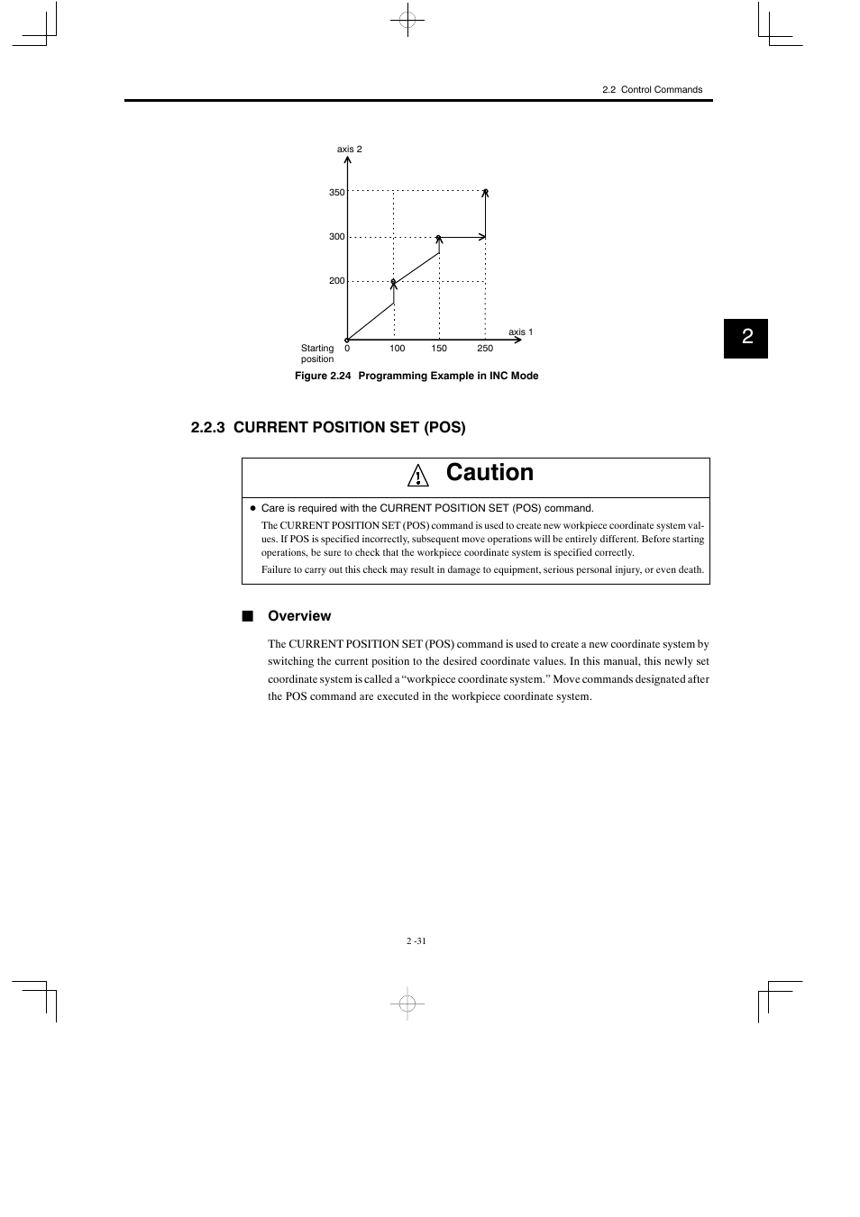 3 current position set (pos), Caution | Yaskawa MP900 Series Motion Programming Manual User Manual | Page 84 / 211