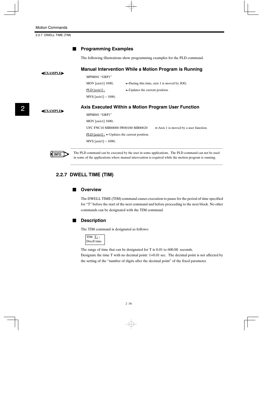 7 dwell time (tim) | Yaskawa MP900 Series Motion Programming Manual User Manual | Page 89 / 211