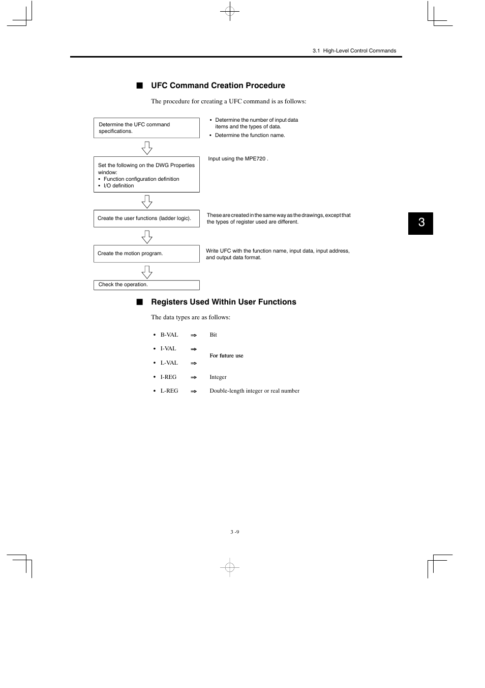 Jufc command creation procedure, Jregisters used within user functions | Yaskawa MP900 Series Motion Programming Manual User Manual | Page 99 / 211