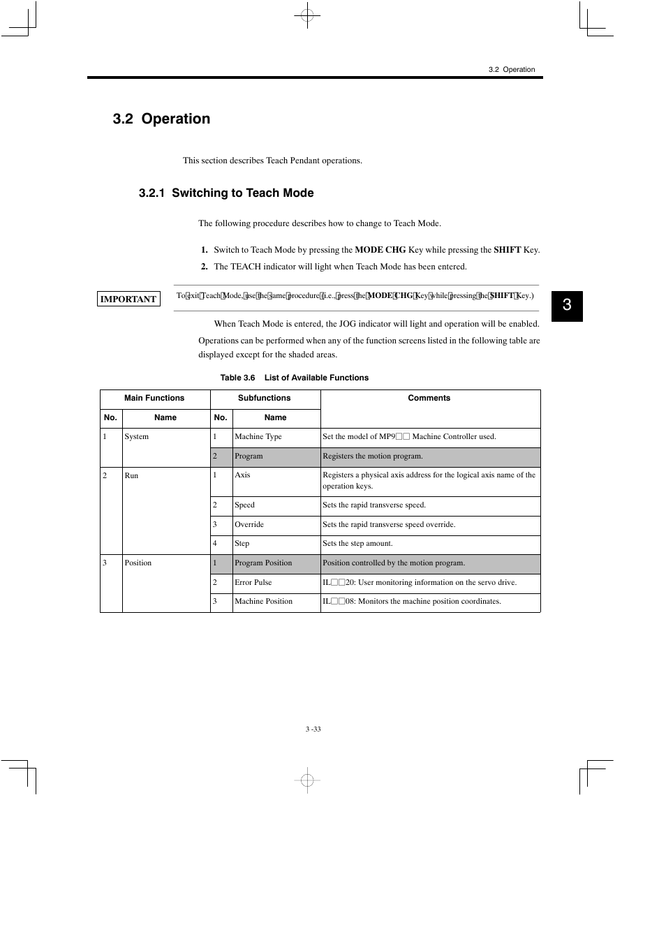 2 operation, 1 switching to teach mode | Yaskawa MP900 Teach Pendant User Manual | Page 64 / 80