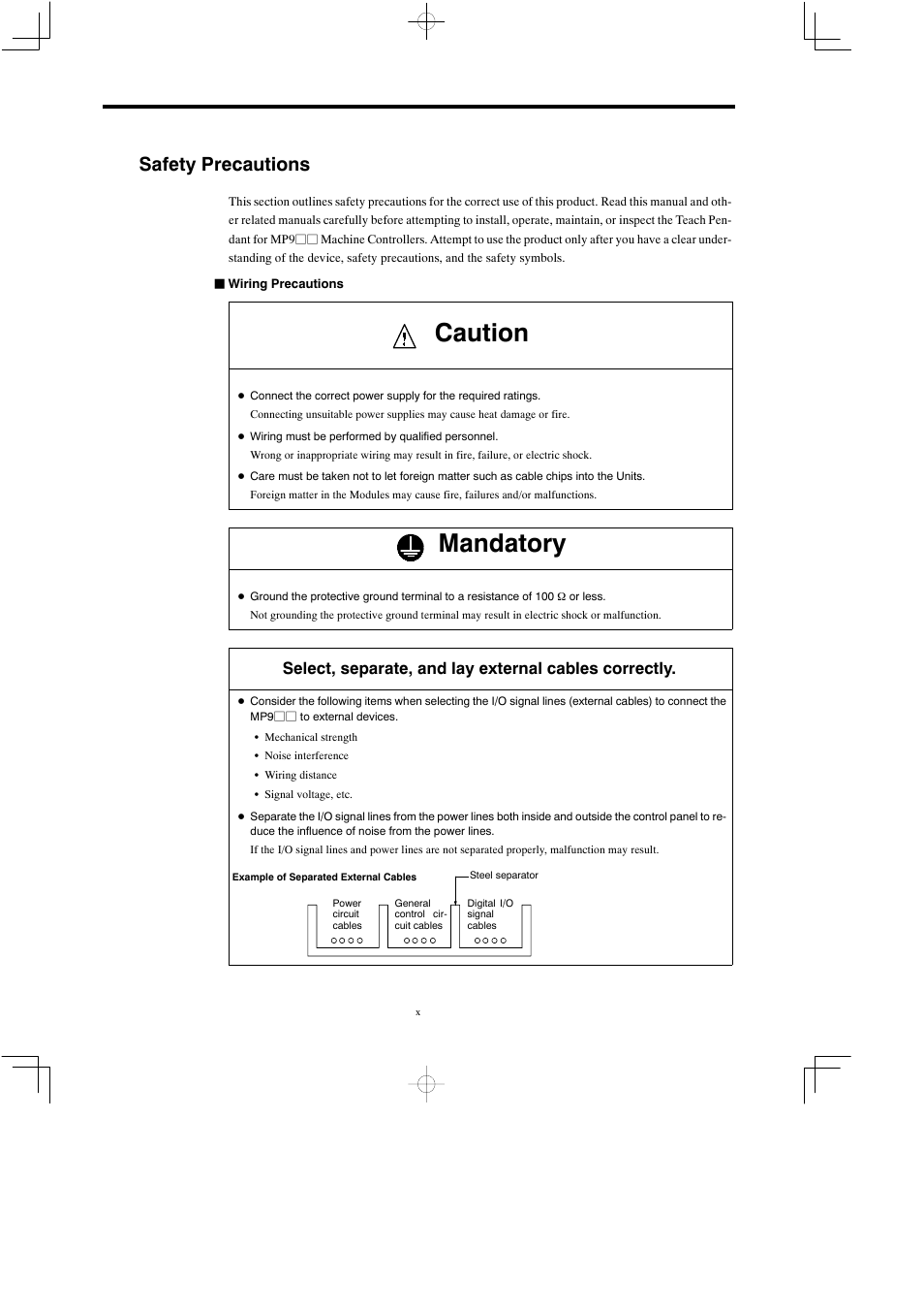 Safety precautions, Caution, Mandatory | Yaskawa MP900 Teach Pendant User Manual | Page 9 / 80