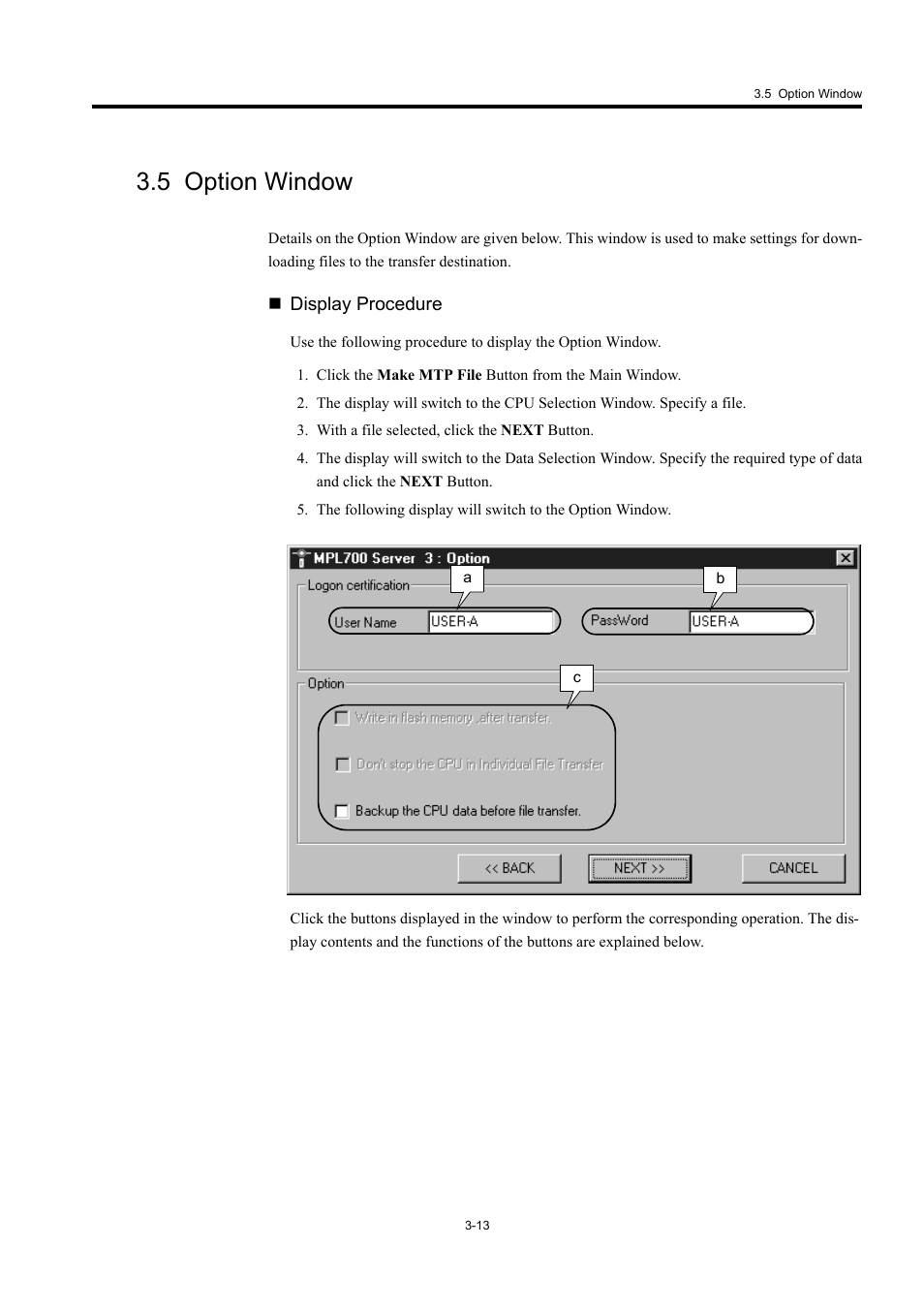 5 option window | Yaskawa MP900 Series MPLoader User Manual | Page 31 / 41