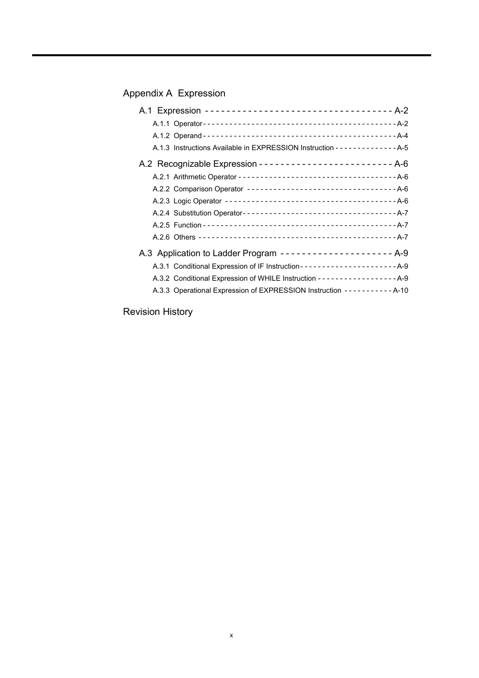 Appendix a expression, Revision history | Yaskawa MP900 Series Machine Controller New Ladder Editor User Manual | Page 10 / 250
