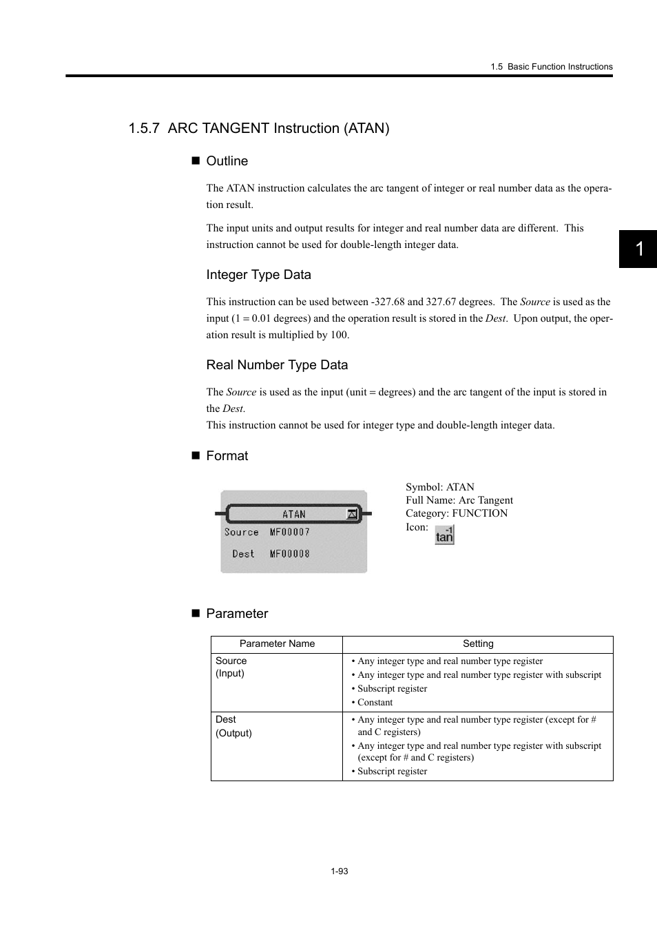 7 arc tangent instruction (atan) | Yaskawa MP900 Series Machine Controller New Ladder Editor User Manual | Page 103 / 250