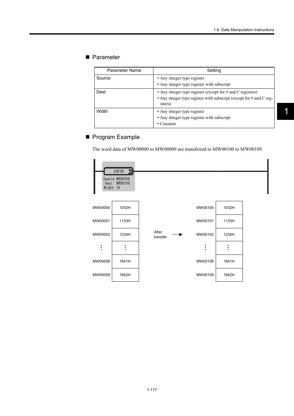 Parameter  program example | Yaskawa MP900 Series Machine Controller New Ladder Editor User Manual | Page 127 / 250