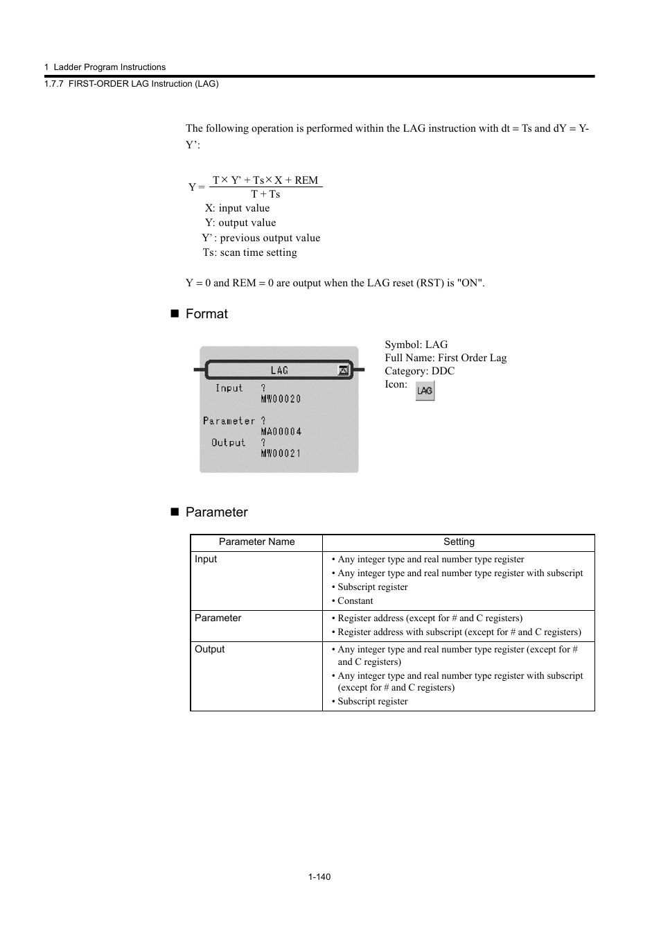 Format  parameter | Yaskawa MP900 Series Machine Controller New Ladder Editor User Manual | Page 150 / 250