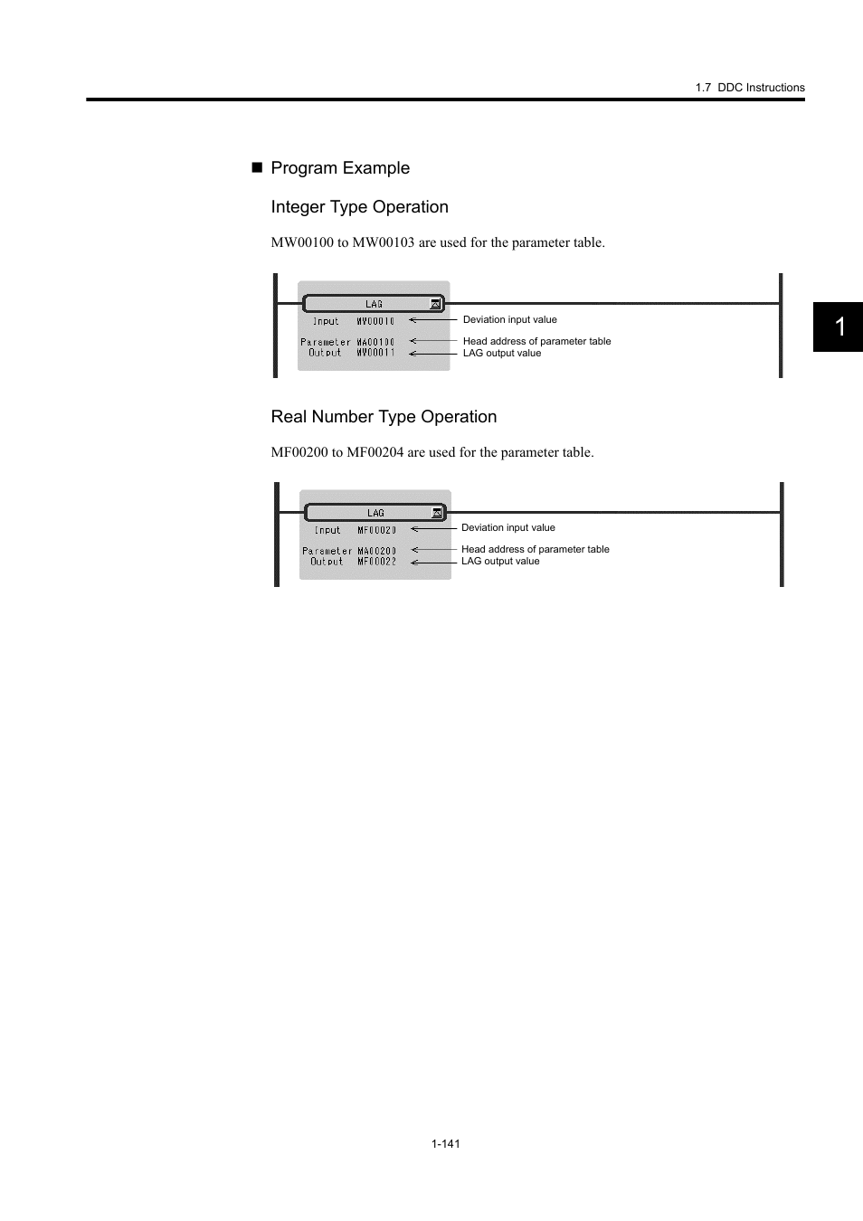 Program example integer type operation, Real number type operation | Yaskawa MP900 Series Machine Controller New Ladder Editor User Manual | Page 151 / 250
