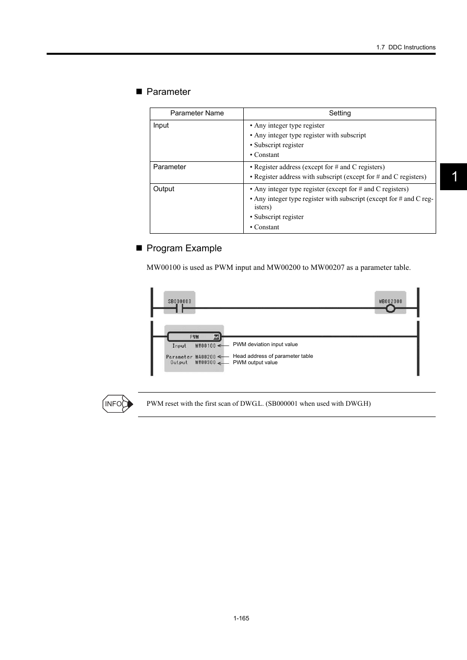 Parameter  program example | Yaskawa MP900 Series Machine Controller New Ladder Editor User Manual | Page 175 / 250