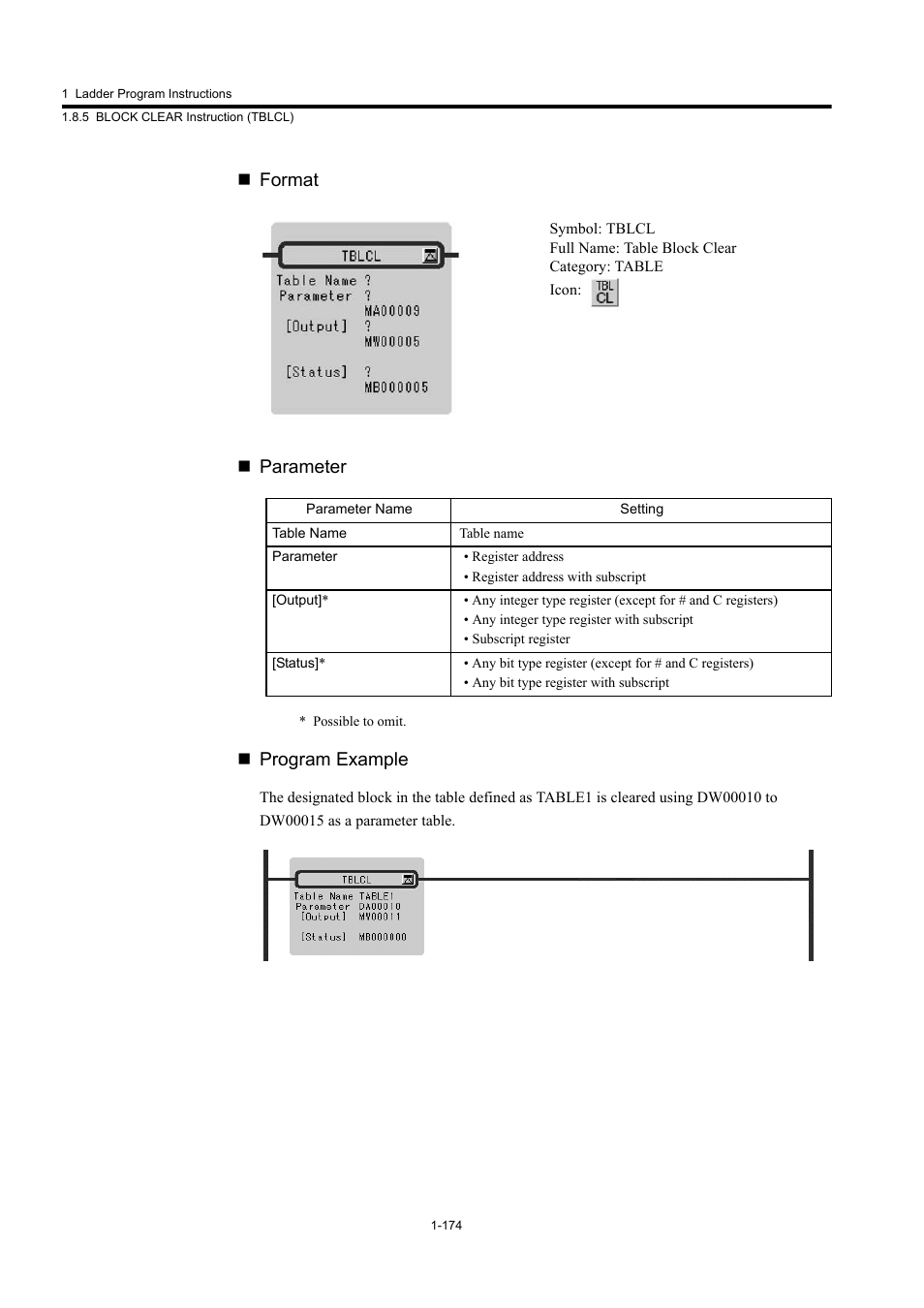 Format, Parameter, Program example | Yaskawa MP900 Series Machine Controller New Ladder Editor User Manual | Page 184 / 250