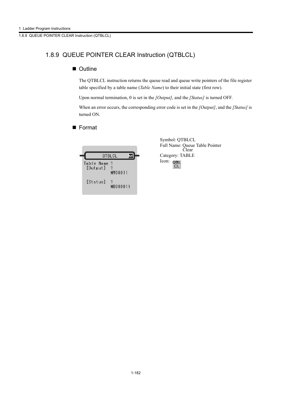 9 queue pointer clear instruction (qtblcl) | Yaskawa MP900 Series Machine Controller New Ladder Editor User Manual | Page 192 / 250
