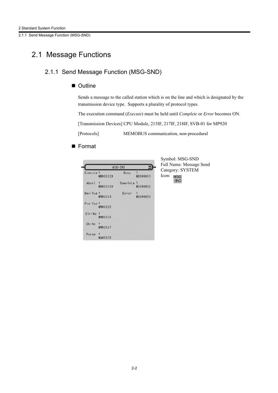 1 message functions, 1 send message function (msg-snd) | Yaskawa MP900 Series Machine Controller New Ladder Editor User Manual | Page 195 / 250