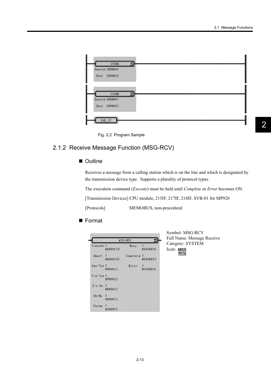 2 receive message function (msg-rcv) | Yaskawa MP900 Series Machine Controller New Ladder Editor User Manual | Page 206 / 250