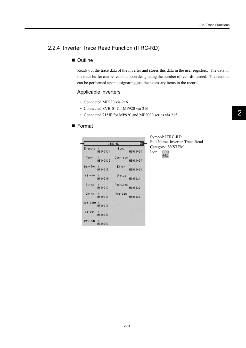 4 inverter trace read function (itrc-rd) | Yaskawa MP900 Series Machine Controller New Ladder Editor User Manual | Page 224 / 250