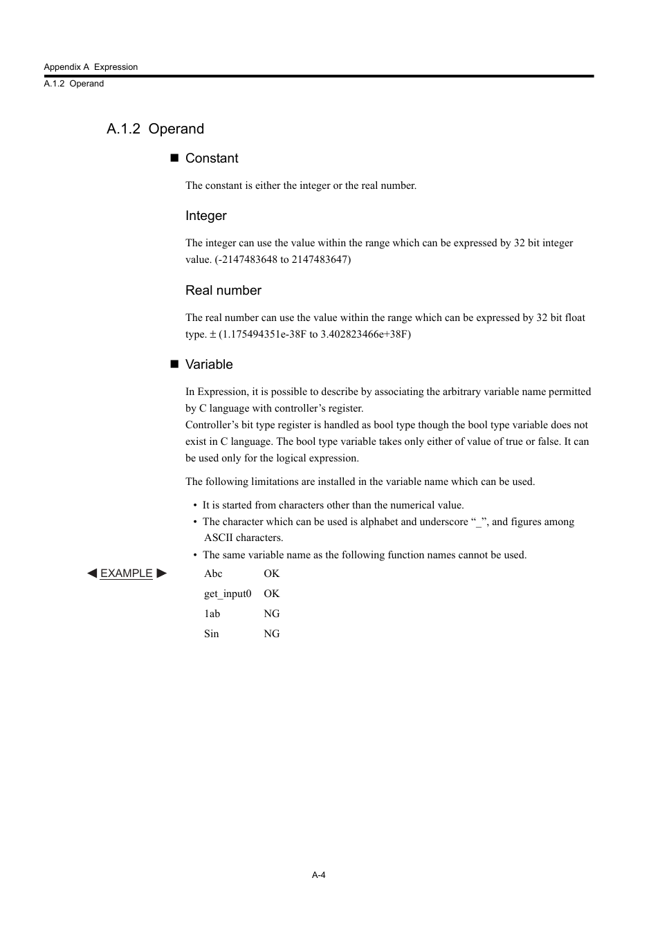 A.1.2 operand | Yaskawa MP900 Series Machine Controller New Ladder Editor User Manual | Page 242 / 250