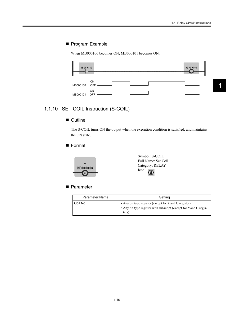 10 set coil instruction (s-coil) | Yaskawa MP900 Series Machine Controller New Ladder Editor User Manual | Page 25 / 250