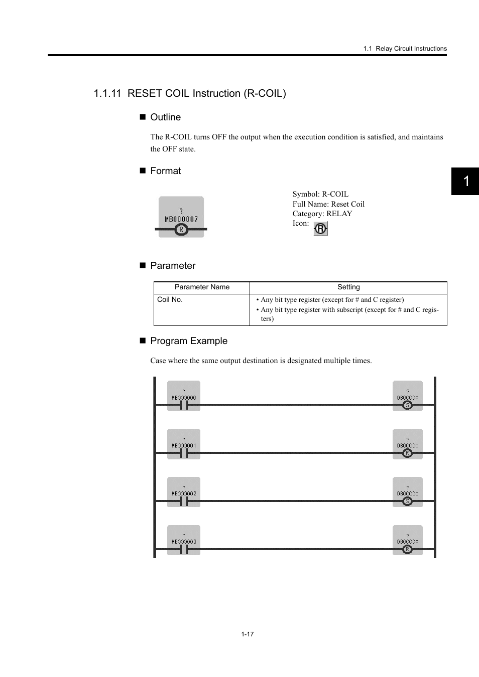 11 reset coil instruction (r-coil) | Yaskawa MP900 Series Machine Controller New Ladder Editor User Manual | Page 27 / 250