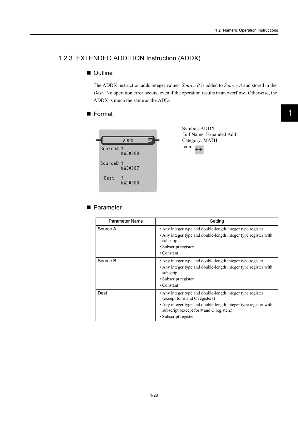 3 extended addition instruction (addx) | Yaskawa MP900 Series Machine Controller New Ladder Editor User Manual | Page 33 / 250
