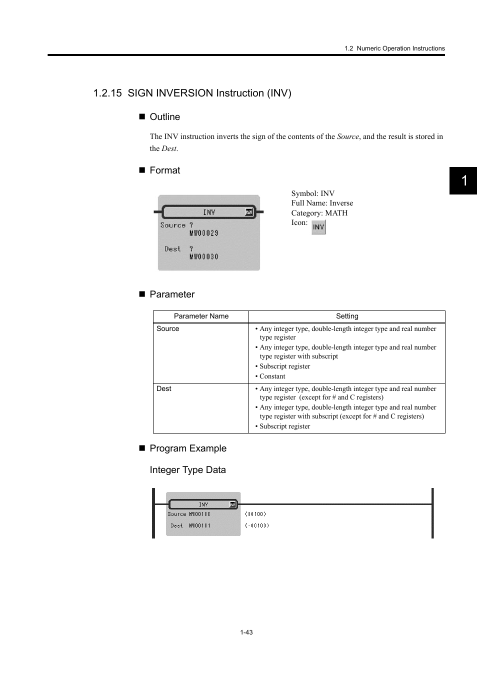 15 sign inversion instruction (inv) | Yaskawa MP900 Series Machine Controller New Ladder Editor User Manual | Page 53 / 250