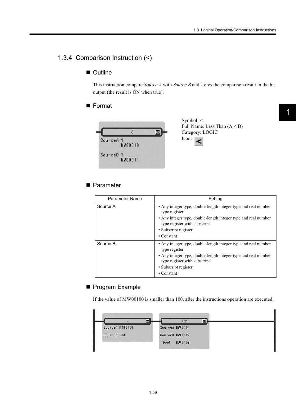 4 comparison instruction (<) | Yaskawa MP900 Series Machine Controller New Ladder Editor User Manual | Page 69 / 250