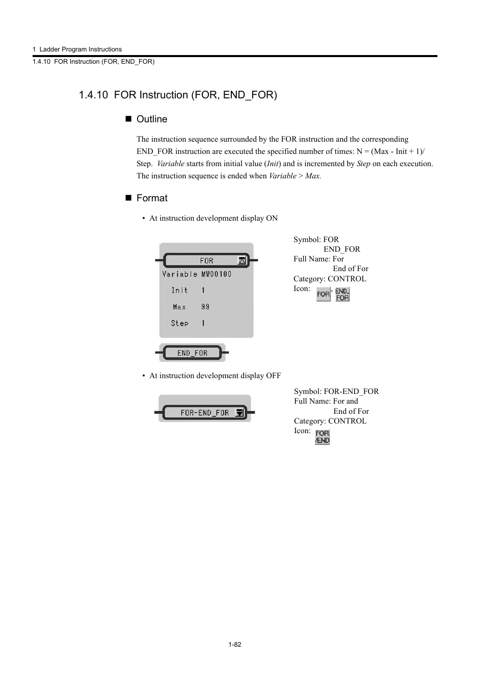 10 for instruction (for, end_for) | Yaskawa MP900 Series Machine Controller New Ladder Editor User Manual | Page 92 / 250