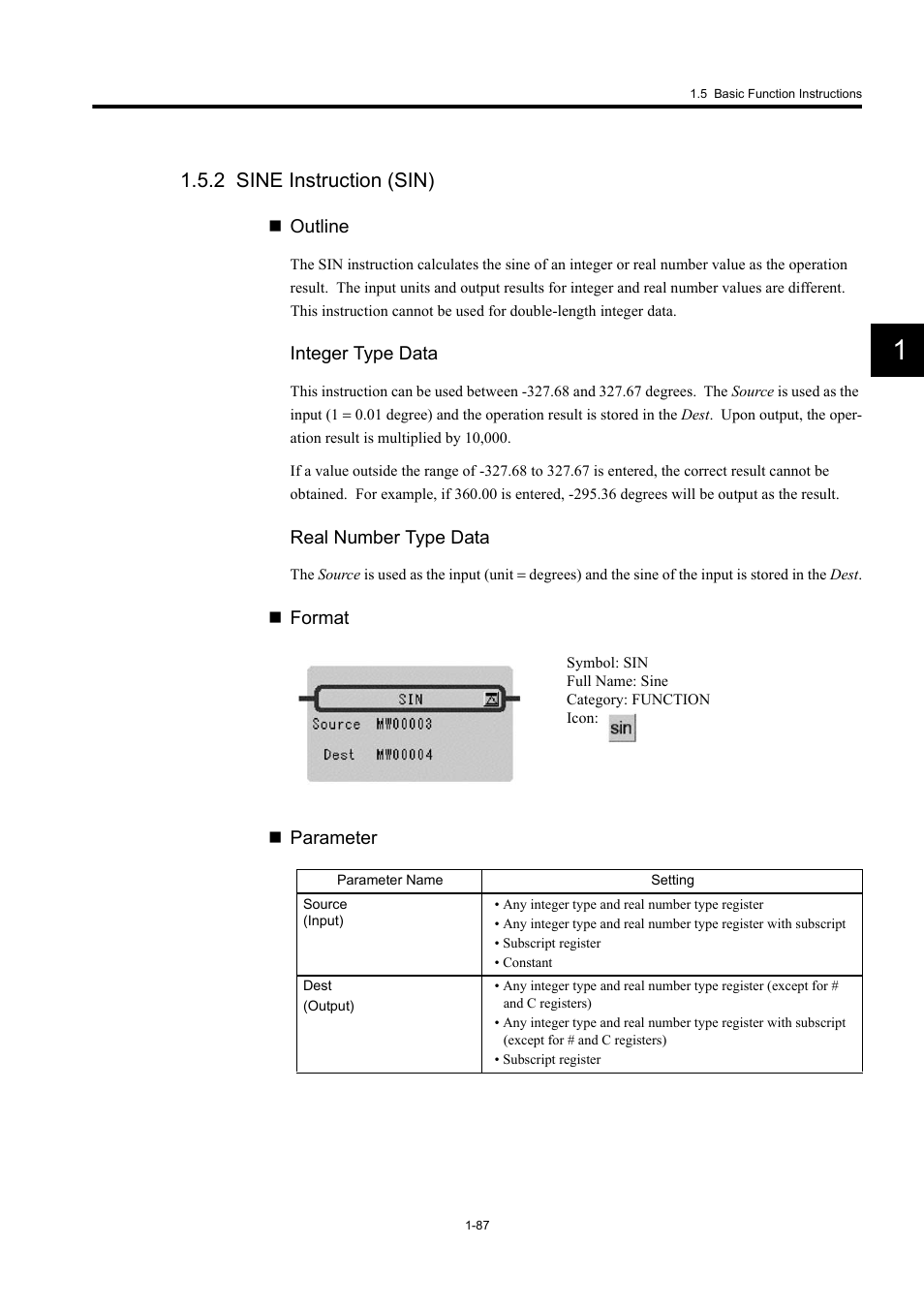 2 sine instruction (sin) | Yaskawa MP900 Series Machine Controller New Ladder Editor User Manual | Page 97 / 250