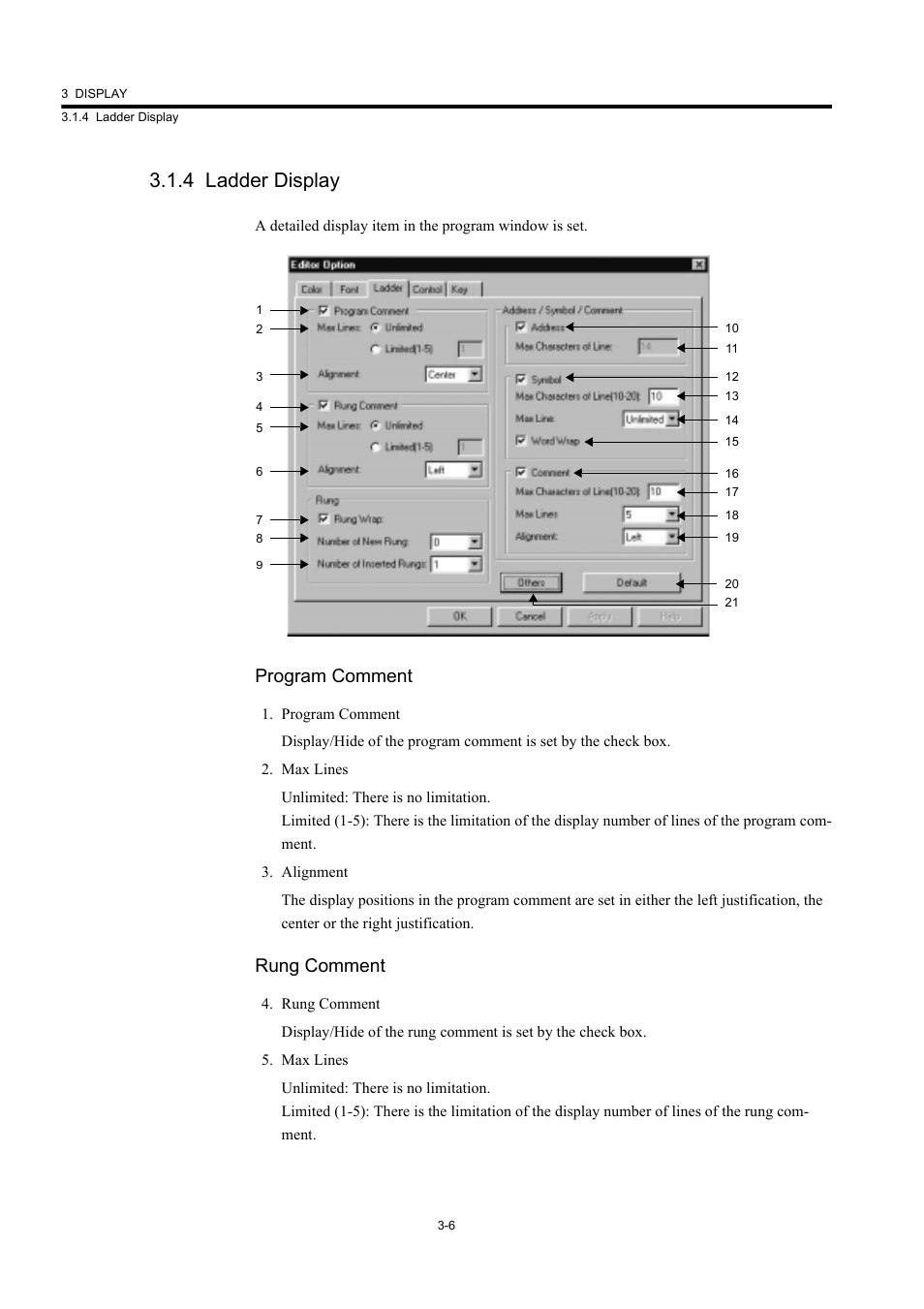 4 ladder display, Program comment, Rung comment | Yaskawa MP900 Series Machine Controller New Ladder Editor User Manual | Page 104 / 226