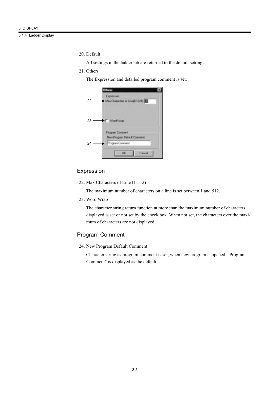 Expression, Program comment | Yaskawa MP900 Series Machine Controller New Ladder Editor User Manual | Page 106 / 226