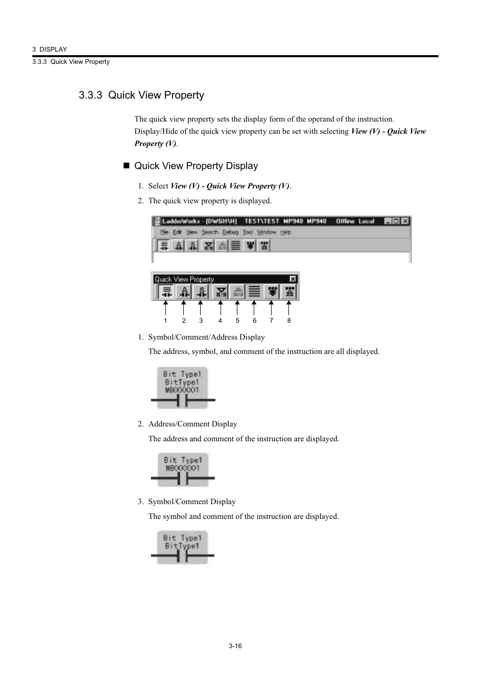 3 quick view property, Quick view property display | Yaskawa MP900 Series Machine Controller New Ladder Editor User Manual | Page 114 / 226