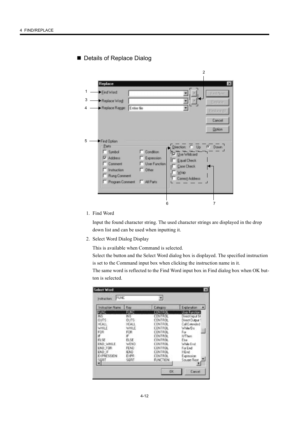 Details of replace dialog | Yaskawa MP900 Series Machine Controller New Ladder Editor User Manual | Page 140 / 226