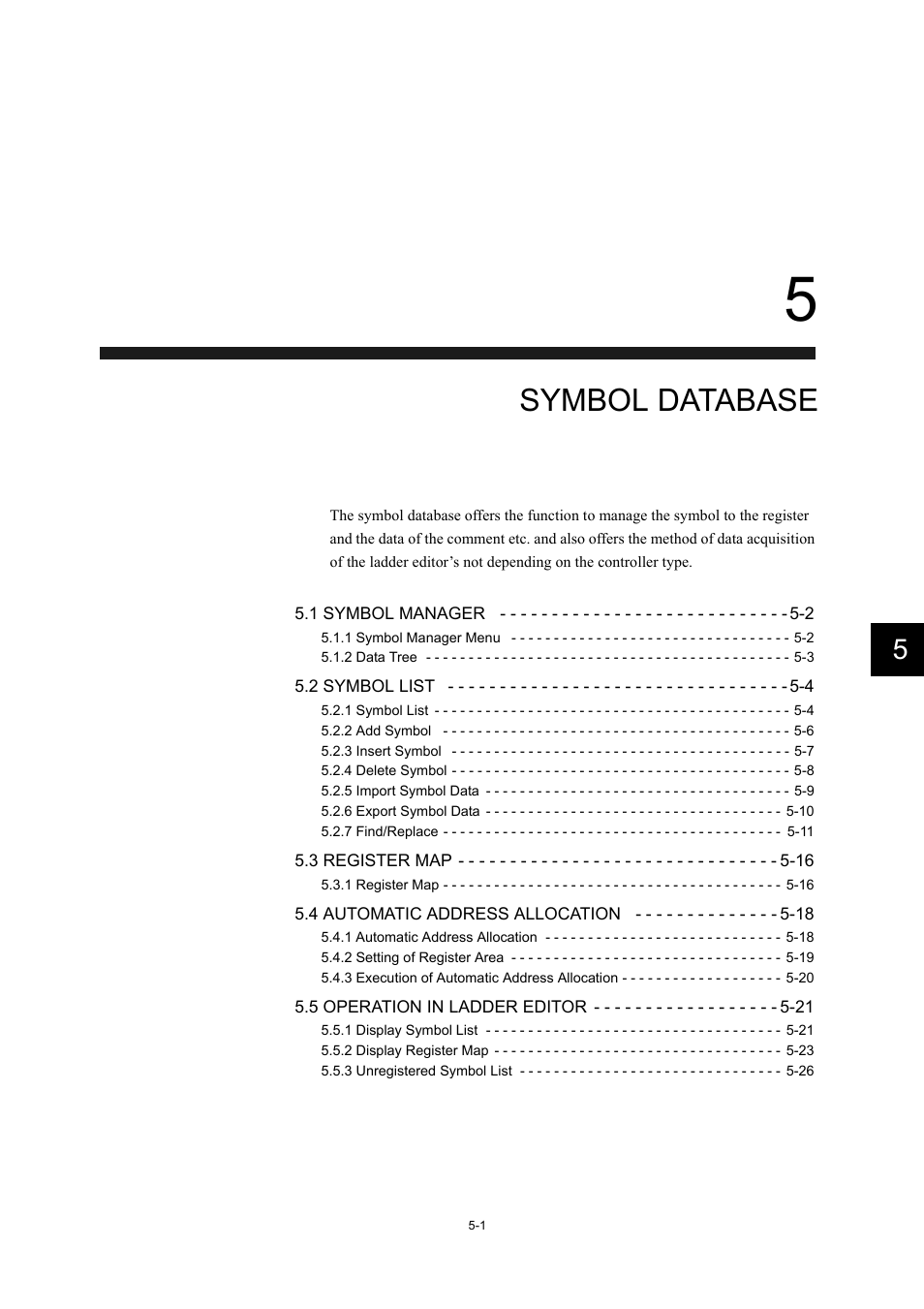 5 symbol database, Symbol database | Yaskawa MP900 Series Machine Controller New Ladder Editor User Manual | Page 148 / 226