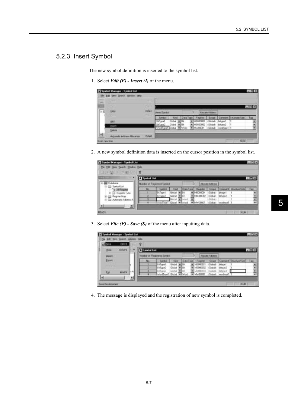 3 insert symbol | Yaskawa MP900 Series Machine Controller New Ladder Editor User Manual | Page 154 / 226