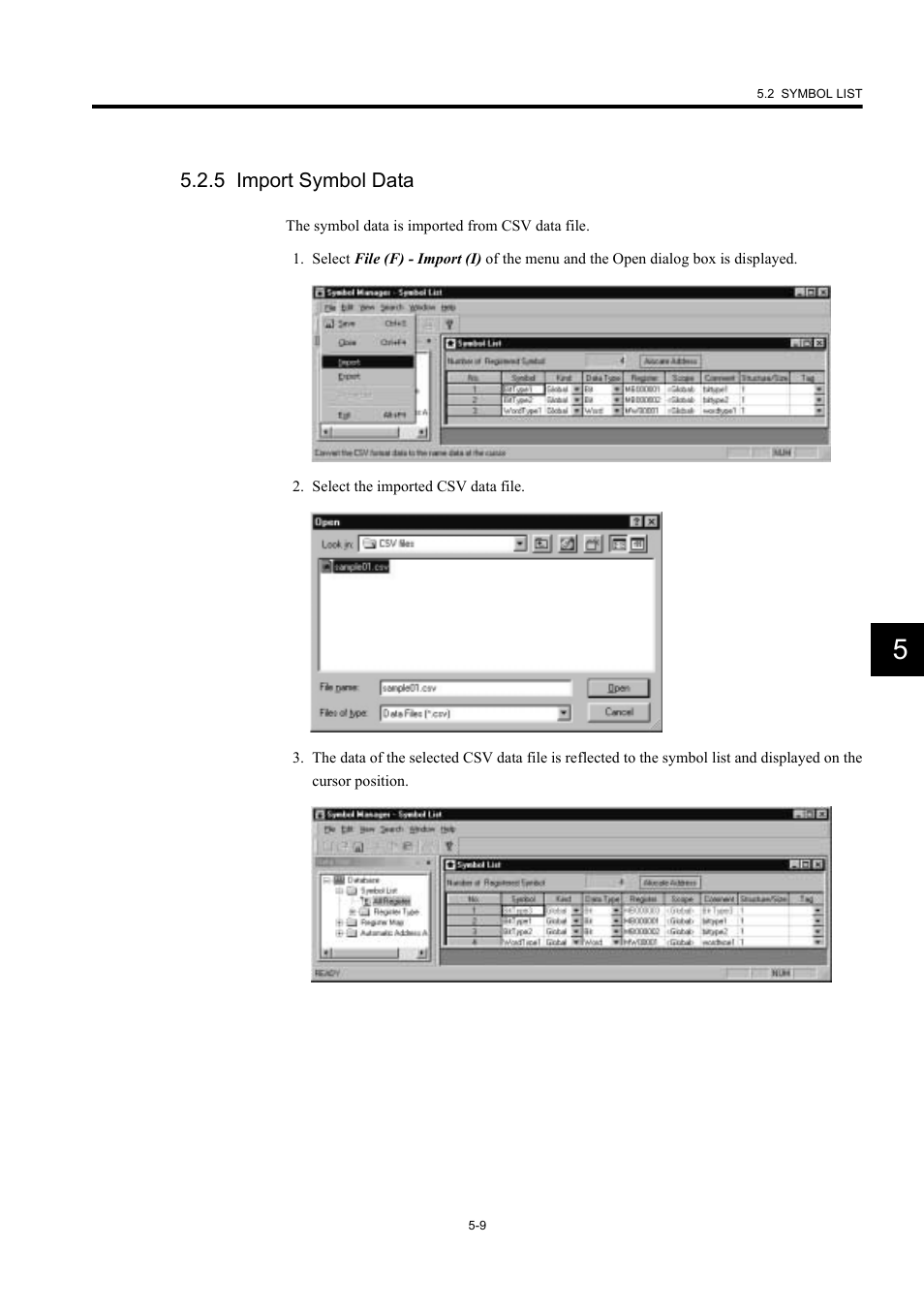 5 import symbol data | Yaskawa MP900 Series Machine Controller New Ladder Editor User Manual | Page 156 / 226