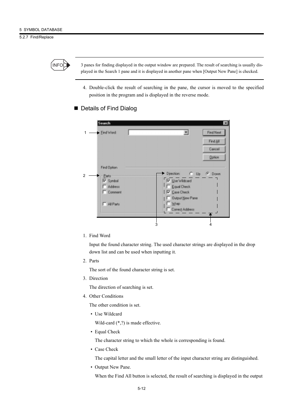 Details of find dialog | Yaskawa MP900 Series Machine Controller New Ladder Editor User Manual | Page 159 / 226