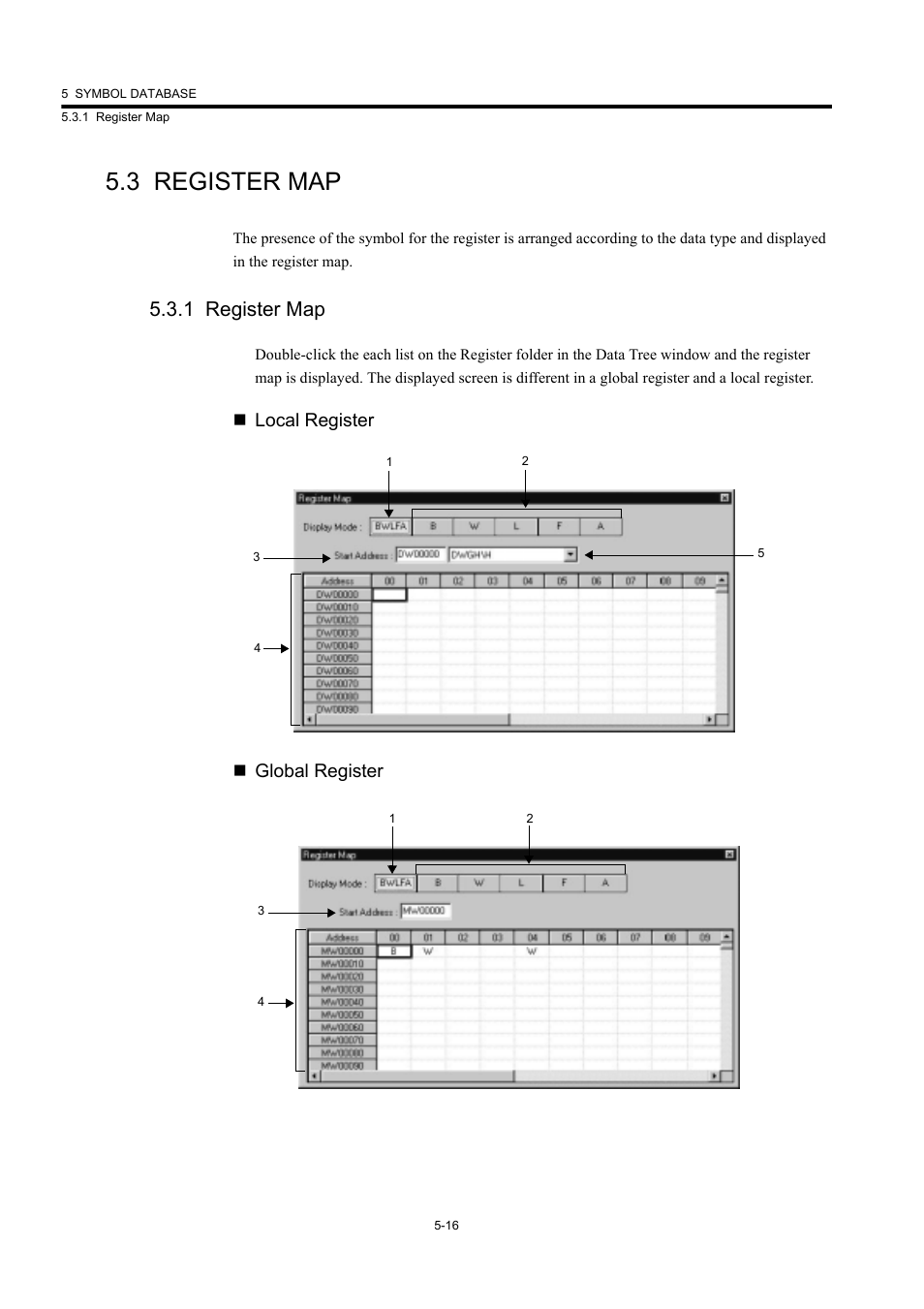 3 register map, 1 register map, Local register  global register | Yaskawa MP900 Series Machine Controller New Ladder Editor User Manual | Page 163 / 226