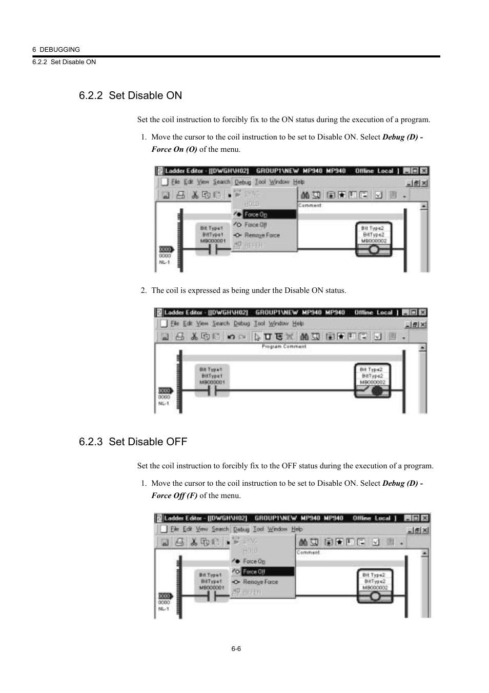 2 set disable on, 3 set disable off | Yaskawa MP900 Series Machine Controller New Ladder Editor User Manual | Page 180 / 226