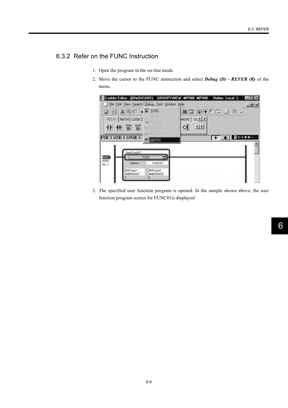 2 refer on the func instruction | Yaskawa MP900 Series Machine Controller New Ladder Editor User Manual | Page 183 / 226