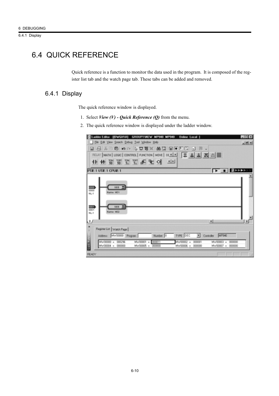 4 quick reference, 1 display | Yaskawa MP900 Series Machine Controller New Ladder Editor User Manual | Page 184 / 226