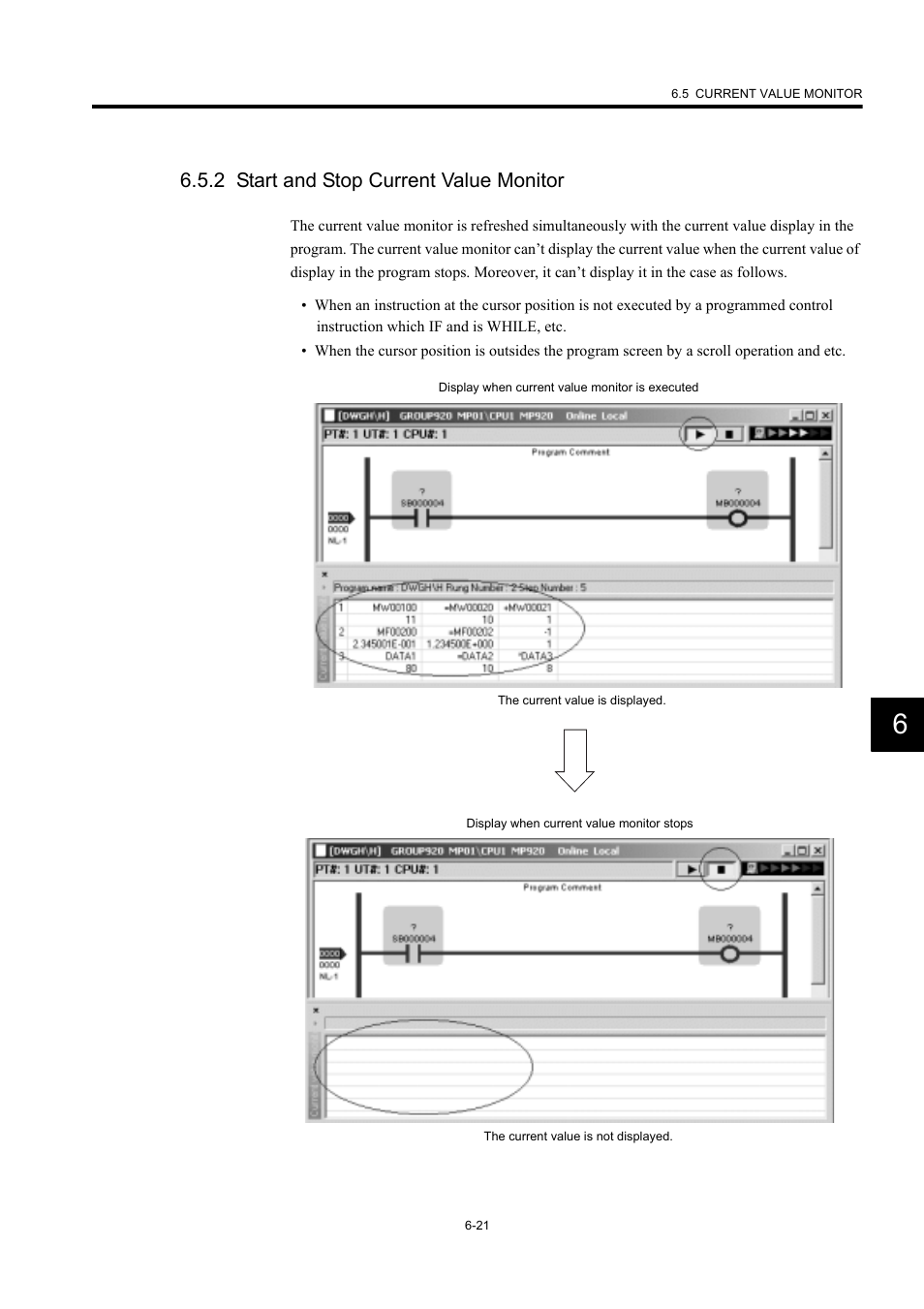 2 start and stop current value monitor | Yaskawa MP900 Series Machine Controller New Ladder Editor User Manual | Page 195 / 226