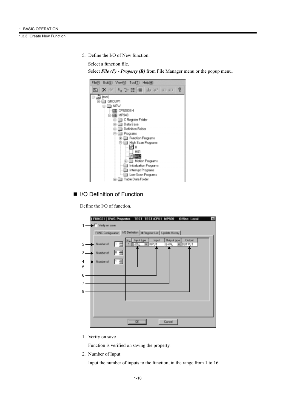 I/o definition of function | Yaskawa MP900 Series Machine Controller New Ladder Editor User Manual | Page 20 / 226