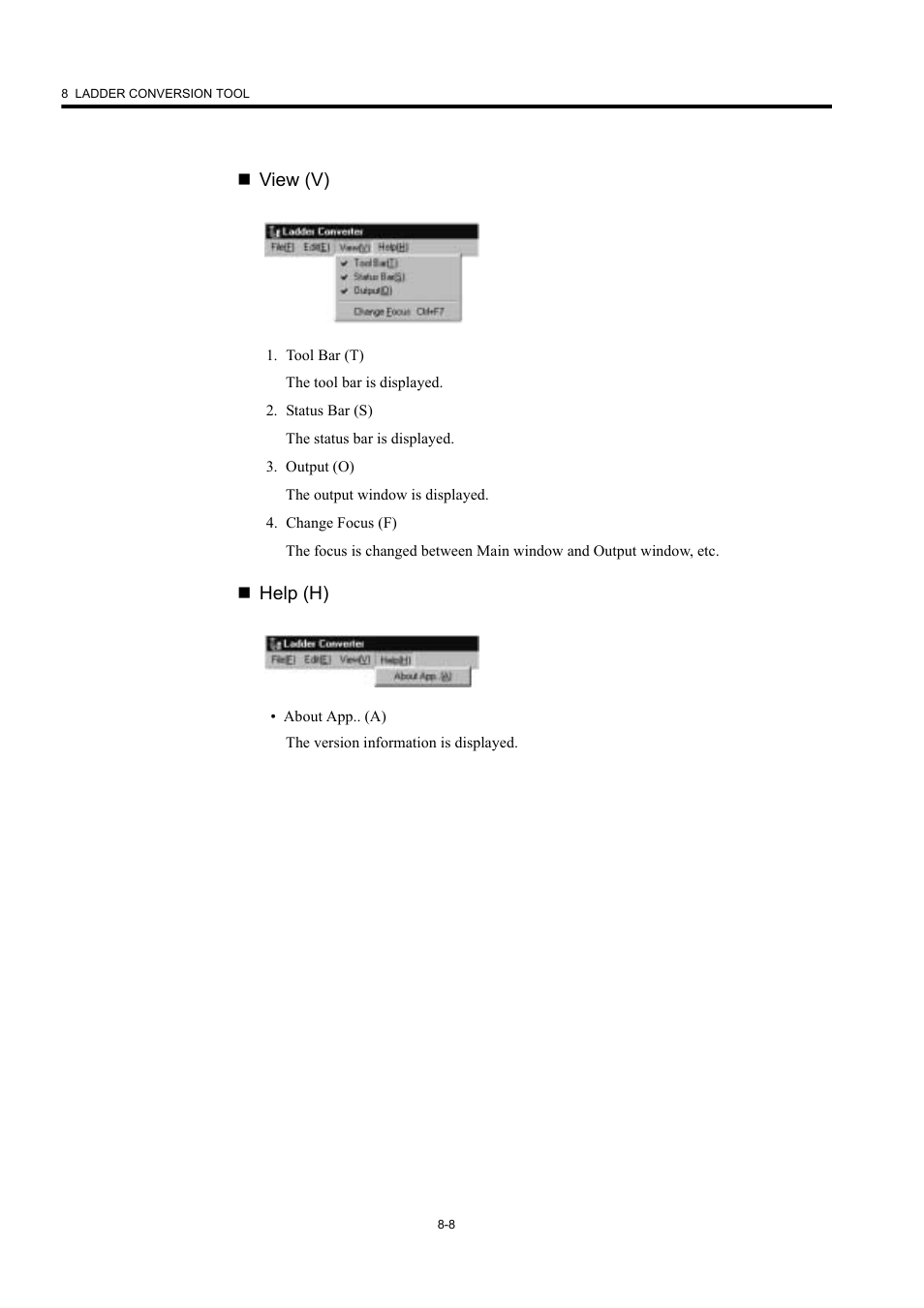 View (v), Help (h) | Yaskawa MP900 Series Machine Controller New Ladder Editor User Manual | Page 213 / 226