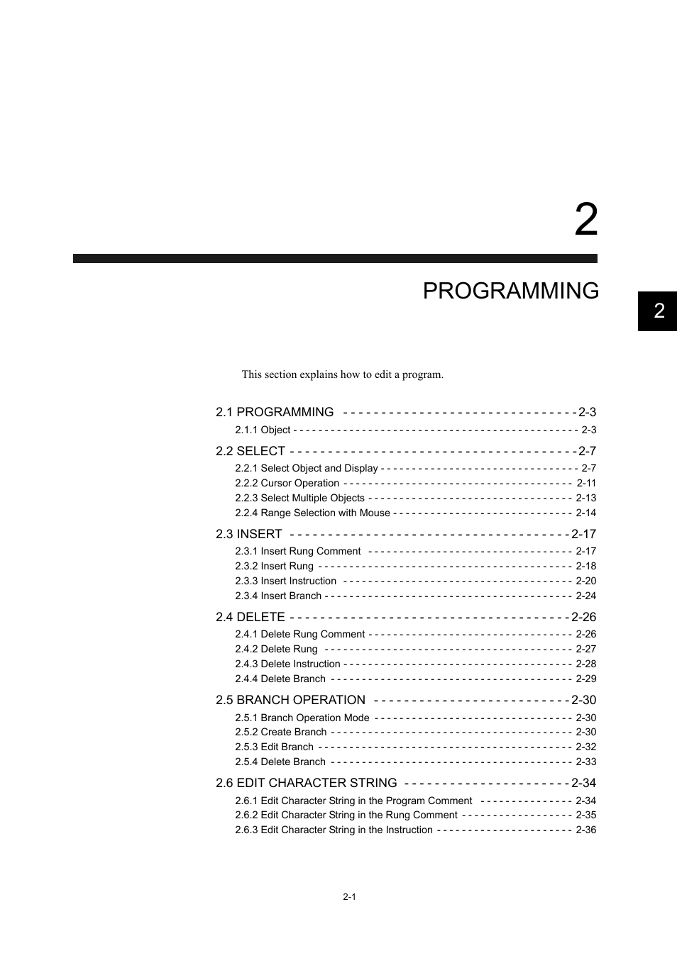 2 programming, Programming | Yaskawa MP900 Series Machine Controller New Ladder Editor User Manual | Page 36 / 226
