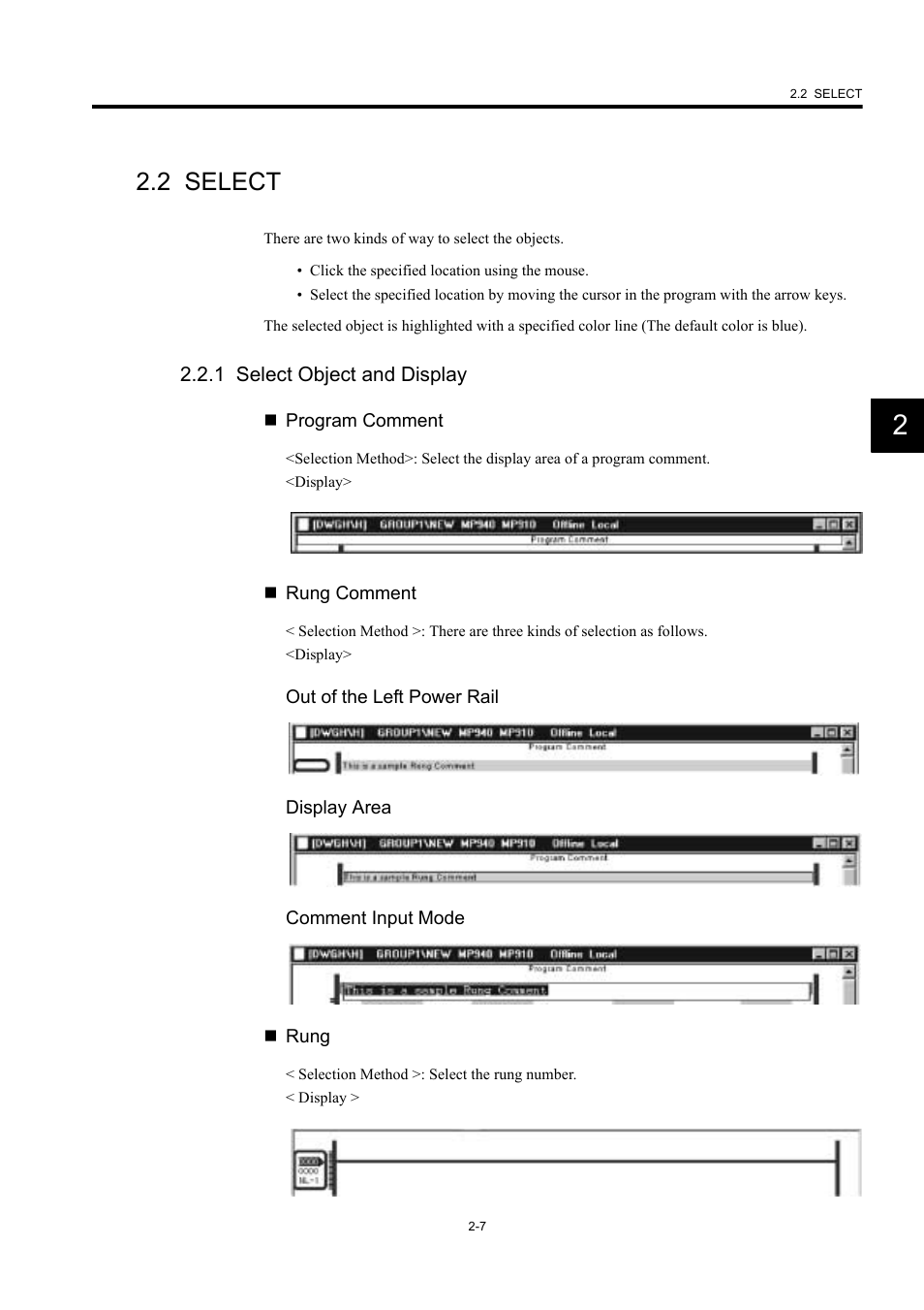 2 select, 1 select object and display | Yaskawa MP900 Series Machine Controller New Ladder Editor User Manual | Page 42 / 226