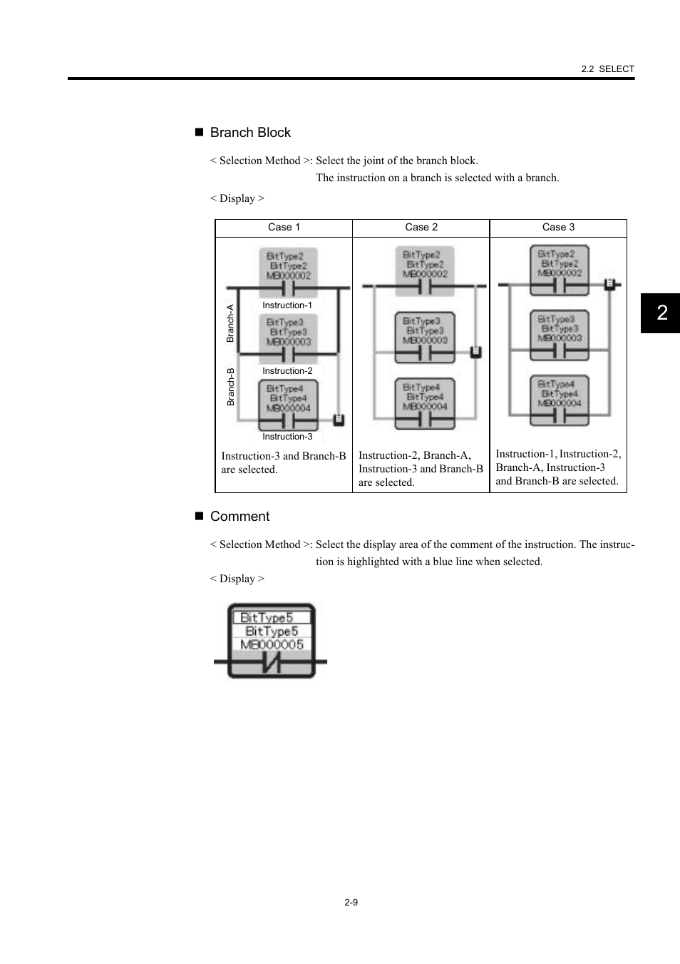 Branch block, Comment | Yaskawa MP900 Series Machine Controller New Ladder Editor User Manual | Page 44 / 226