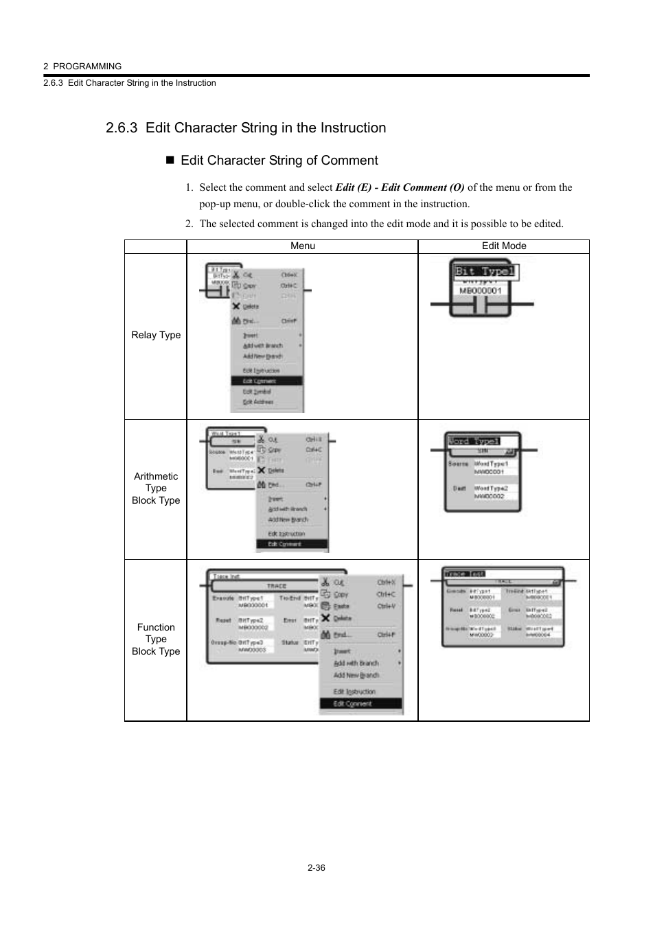 3 edit character string in the instruction, Edit character string of comment | Yaskawa MP900 Series Machine Controller New Ladder Editor User Manual | Page 71 / 226